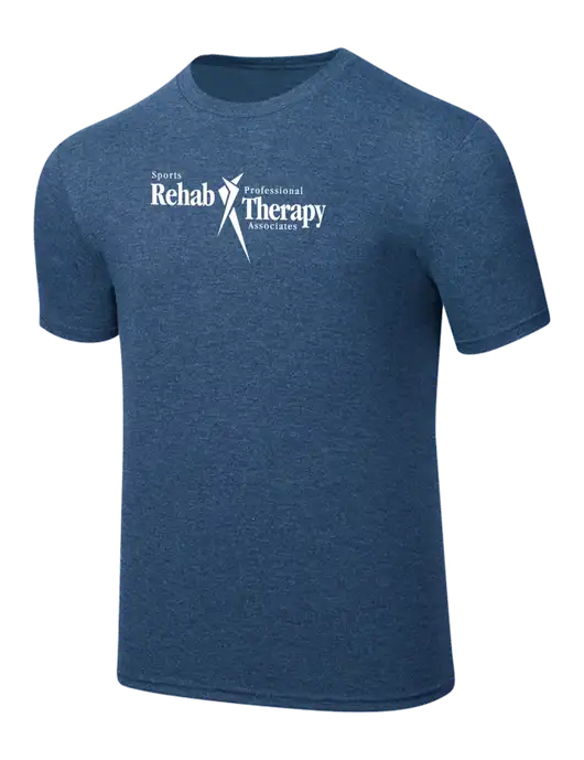 Simply Soft Heathered Navy 4.5oz  Poly/Combed Ring Spun Cotton T-Shirt w/Sports Rehab Logo