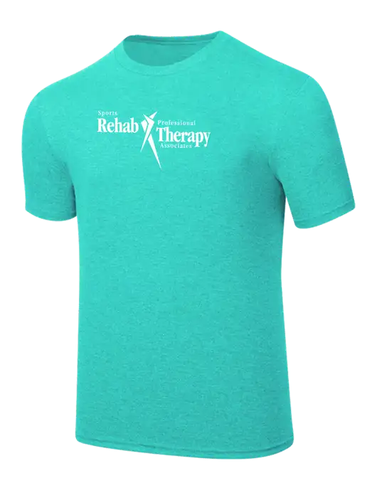 Simply Soft Light Teal Heathered 4.5oz  Poly/Combed Ring Spun Cotton T-Shirt w/Sports Rehab Logo