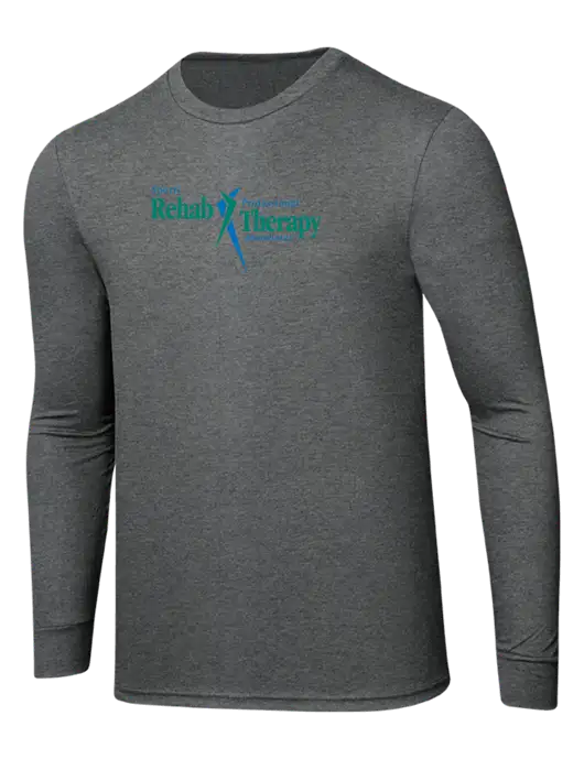 Simply Soft Long Sleeve Medium Grey Frost 4.5 oz, Poly/Combed Ring Spun Cotton T-Shirt w/Sports Rehab Logo