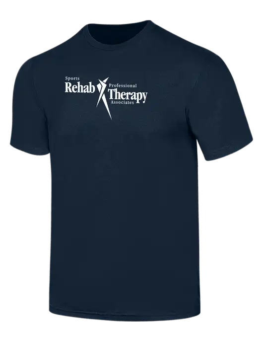 Simply Soft Navy 4.5oz  Poly/Combed Ring Spun Cotton T-Shirt w/Sports Rehab Logo