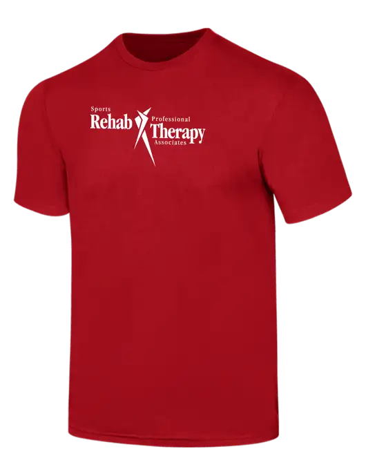Simply Soft Red 4.5oz  Poly/Combed Ring Spun Cotton T-Shirt w/Sports Rehab Logo