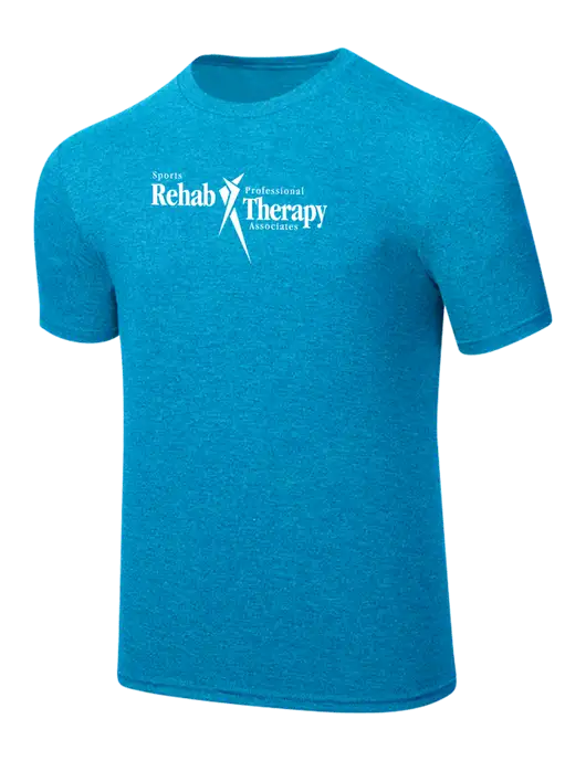 Simply Soft Sapphire Blue Frost 4.5oz  Poly/Combed Ring Spun Cotton T-Shirt w/Sports Rehab Logo