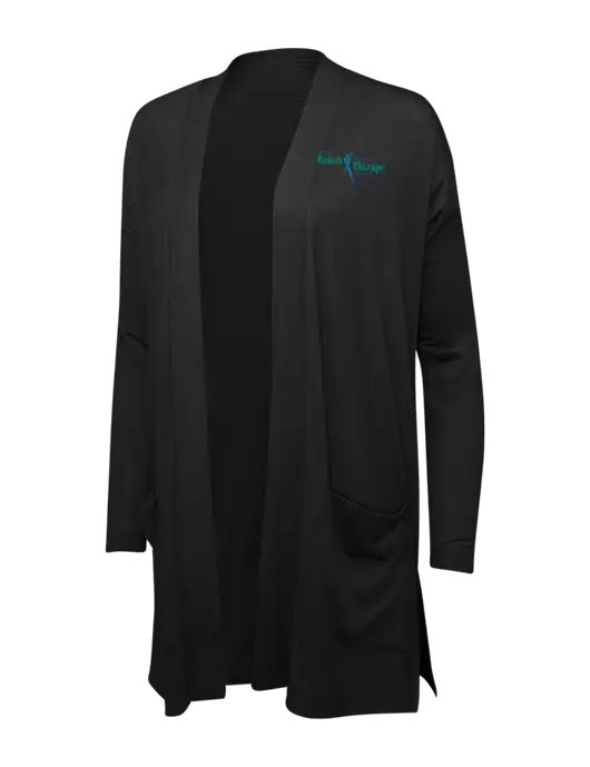 Black Womens Concept Long Pocket Cardigan w/Sports Rehab Logo