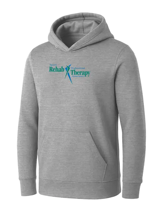 Womens Light Grey Heather Core Fleece Pullover Hooded Sweatshirt w/Sports Rehab Logo