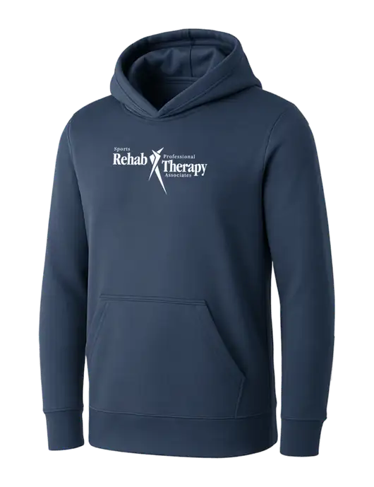 Womens Navy Core Fleece Pullover Hooded Sweatshirt w/Sports Rehab Logo