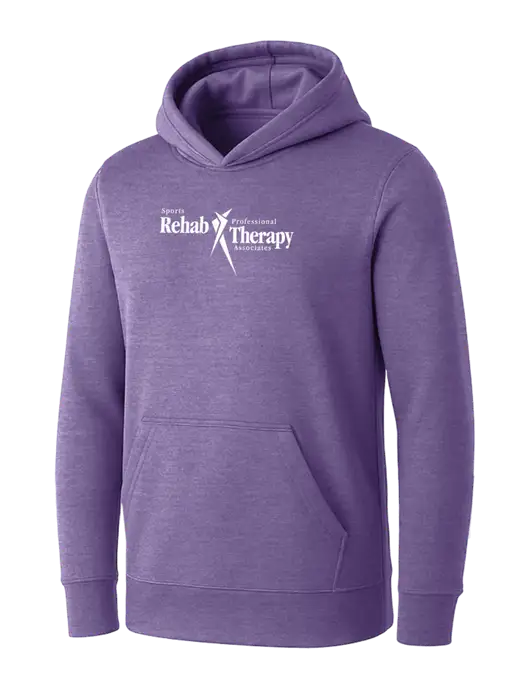 Womens Purple Heather Core Fleece Pullover Hooded Sweatshirt w/Sports Rehab Logo
