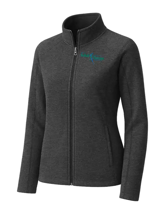 Charcoal Womens Heather Microfleece Full-Zip Jacket w/Sports Rehab Logo