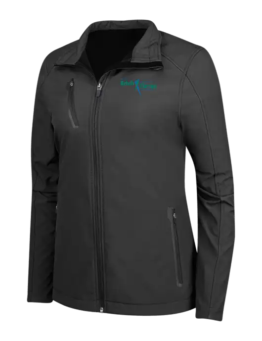 Black Womens Welded Softshell Jacket w/Sports Rehab Logo