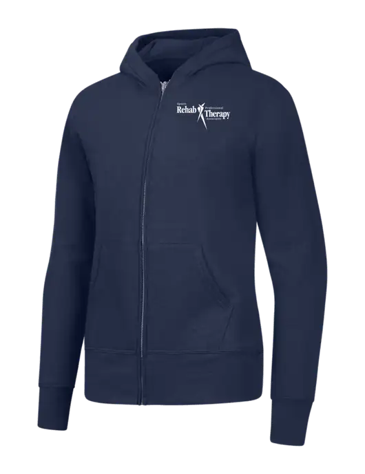 Navy Womens Core Fleece Full-Zip Hooded Sweatshirt w/Sports Rehab Logo