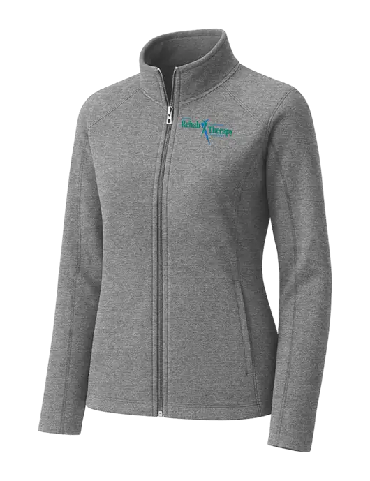 Medium Grey Womens Heather Microfleece Full-Zip Jacket w/Sports Rehab Logo