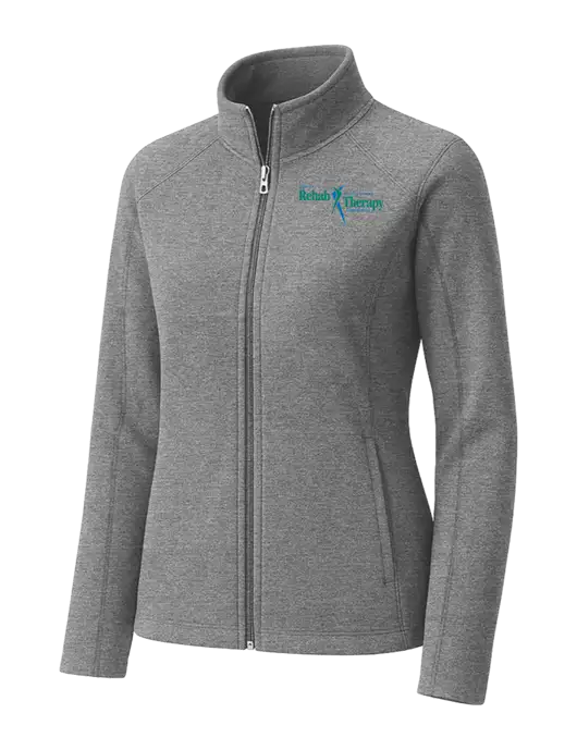 Medium Grey Womens Heather Microfleece Full-Zip Jacket w/Sports Rehab Logo