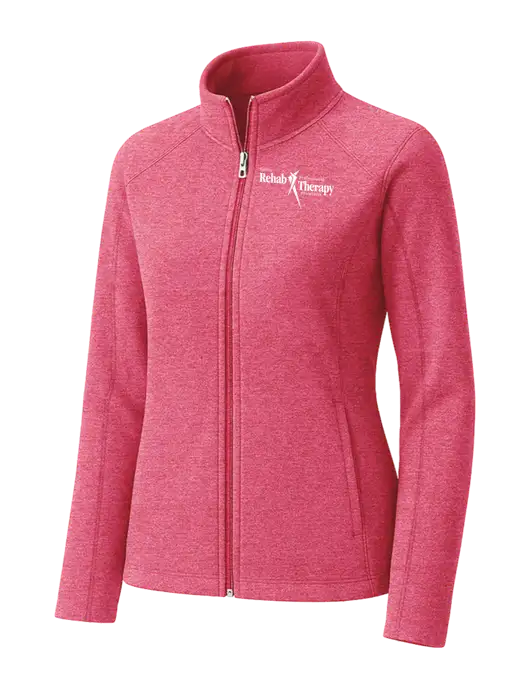 Fuchsia Heather Womens Heather Microfleece Full-Zip Jacket w/Sports Rehab Logo