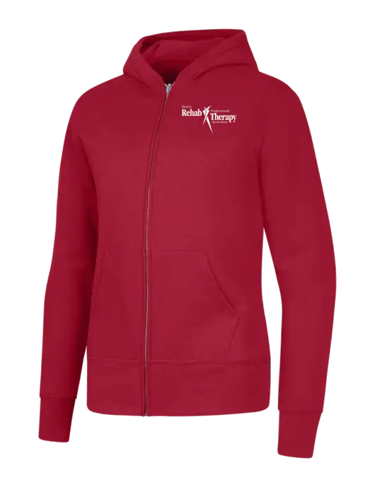Red Womens Core Fleece Full-Zip Hooded Sweatshirt w/Sports Rehab Logo