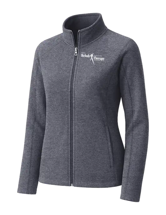 Light Navy Heather Womens Microfleece Full-Zip Jacket w/Sports Rehab Logo