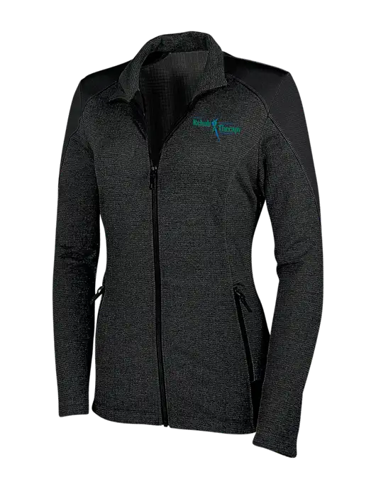 Womens Black Grid Fleece Jacket w/Sports Rehab Logo