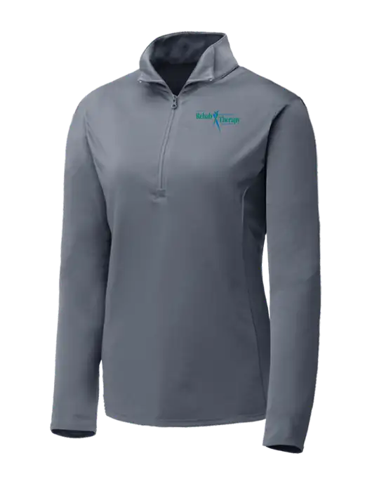 Medium Grey Womens Posicharge Competitor ¼ Zip Pullover w/Sports Rehab Logo