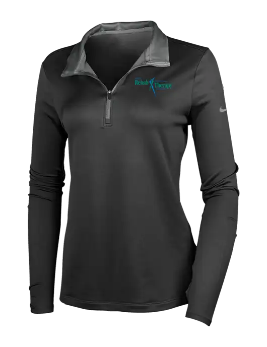 NIKE Black/Dark Grey Womens Dry-Fit Stretch 1/2 Zip Cover-Up w/Sports Rehab Logo