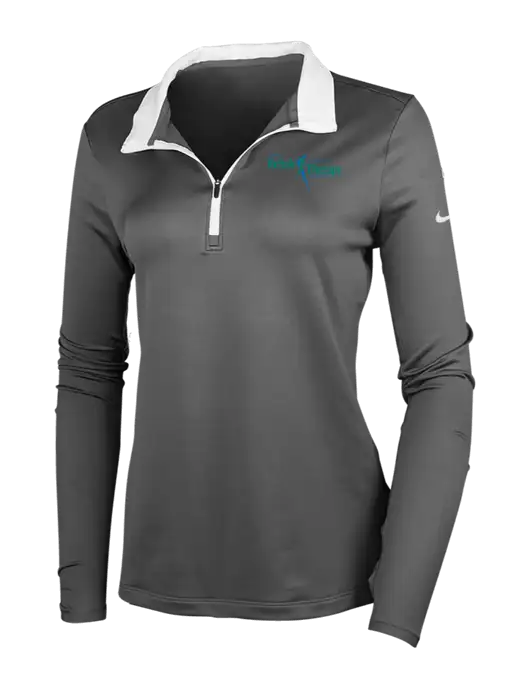 NIKE Dark Grey/White Womens Dry-Fit Stretch 1/2 Zip Cover-Up w/Sports Rehab Logo