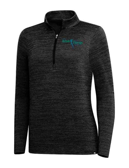 TravisMathew Black Womens Crestview 1/4 Zip w/Sports Rehab Logo