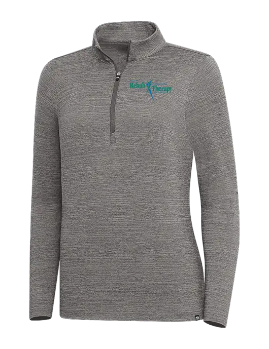 TravisMathew Medium Grey Heather Womens Crestview 1/4 Zip w/Sports Rehab Logo