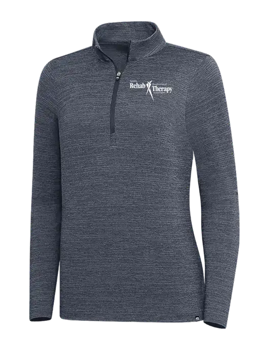 TravisMathew Navy Heather Womens Crestview 1/4 Zip w/Sports Rehab Logo