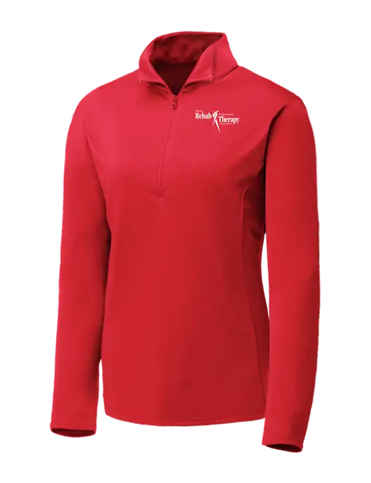 Red Womens Posicharge Competitor ¼ Zip Pullover w/Sports Rehab Logo