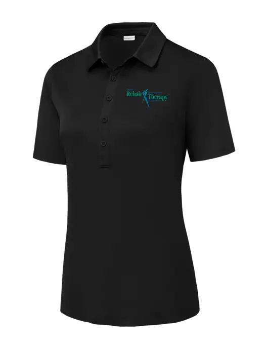 Black Womens Posi-UV Pro Polo w/Sports Rehab Logo