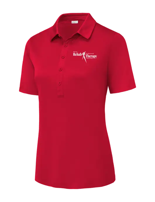 True Red Womens Posi-UV Pro Polo w/Sports Rehab Logo