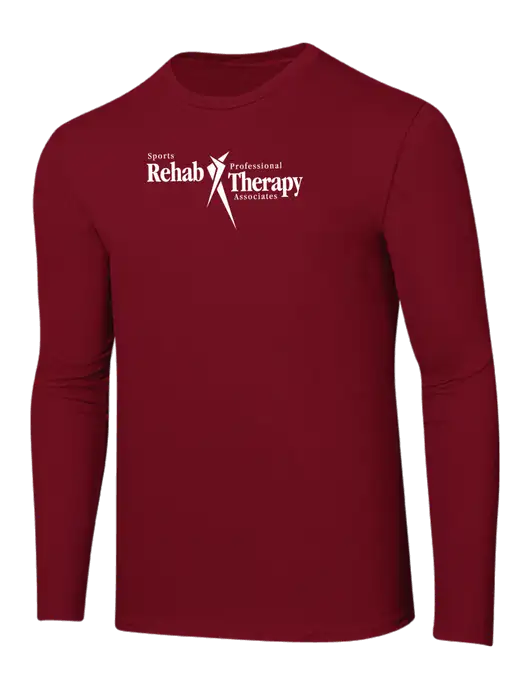 Ring Spun Cardinal 4.5 oz Long Sleeve T-Shirt w/Sports Rehab Logo