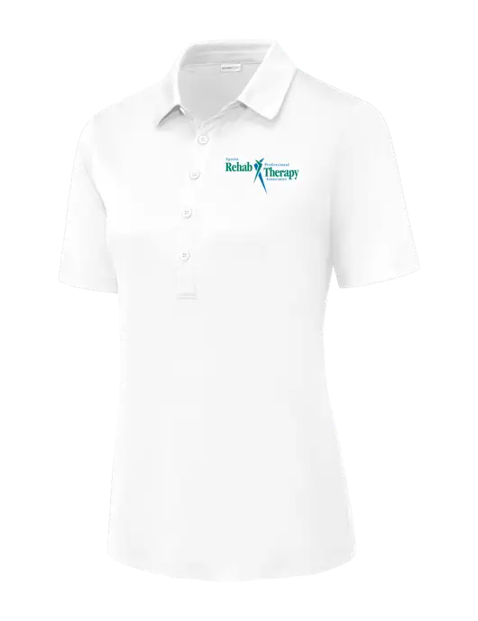 White Womens Posi-UV Pro Polo w/Sports Rehab Logo