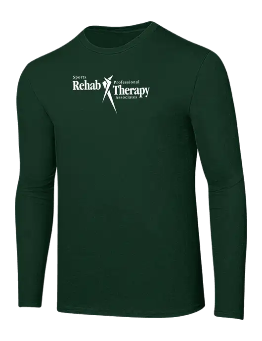 Ring Spun Forest Green 4.5 oz Long Sleeve T-Shirt w/Sports Rehab Logo
