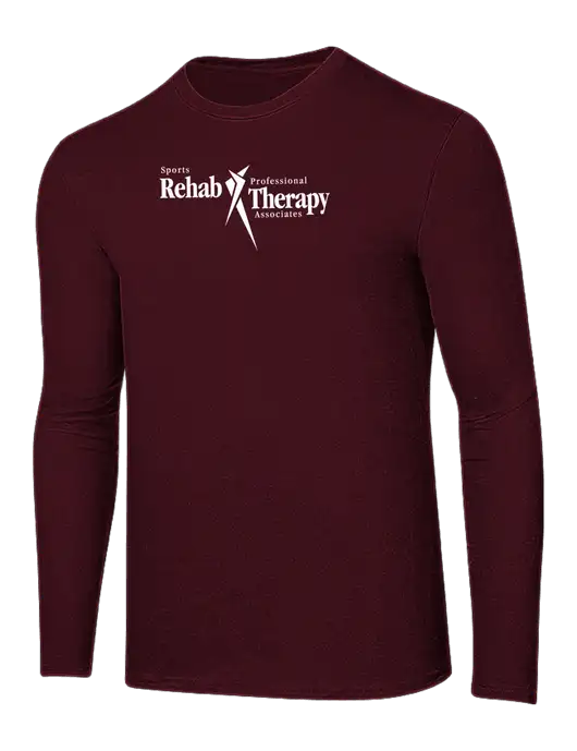 Ring Spun Maroon 4.5 oz Long Sleeve T-Shirt w/Sports Rehab Logo