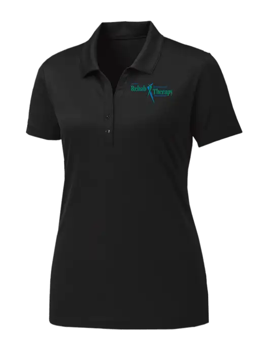 Womens Black PosiCharge Competitor Polo w/Sports Rehab Logo