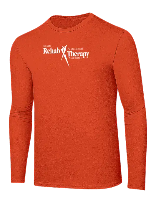 Ring Spun Orange 4.5 oz Long Sleeve T-Shirt w/Sports Rehab Logo