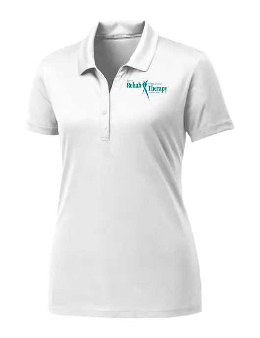 Womens White PosiCharge Competitor Polo w/Sports Rehab Logo