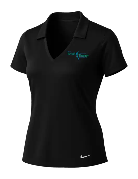 NIKE Black Womens Dri-Fit Vertical Mesh Polo w/Sports Rehab Logo