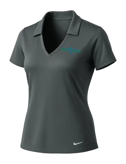 NIKE Dark Grey Womens Dri-Fit Vertical Mesh Polo w/Sports Rehab Logo