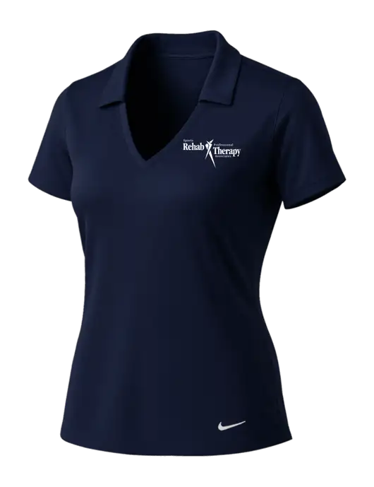 NIKE Dark Navy Womens Dri-Fit Vertical Mesh Polo w/Sports Rehab Logo