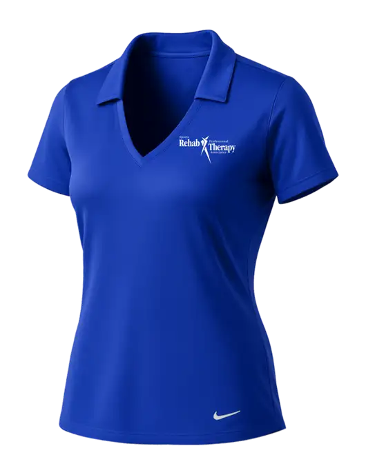 NIKE Dark Royal Womens Dri-Fit Vertical Mesh Polo w/Sports Rehab Logo