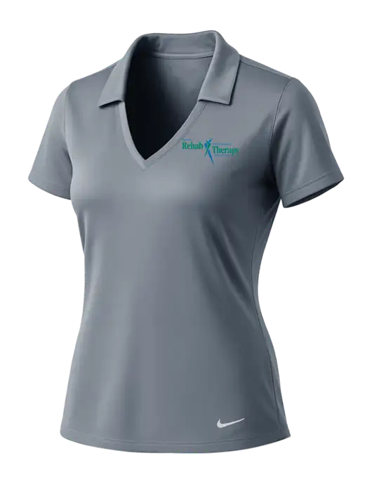 NIKE Medium Grey Womens Dri-Fit Vertical Mesh Polo w/Sports Rehab Logo