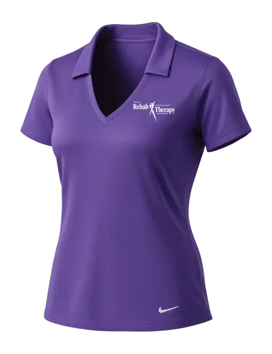 NIKE Purple Womens Dri-Fit Vertical Mesh Polo w/Sports Rehab Logo