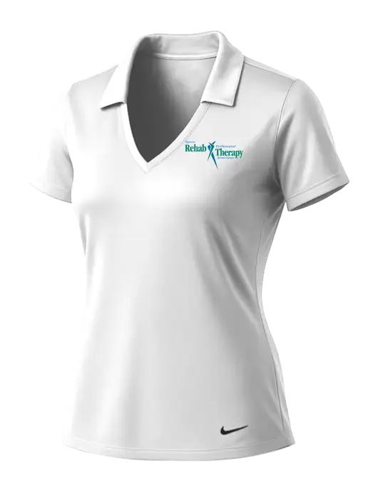 NIKE White Womens Dri-Fit Vertical Mesh Polo w/Sports Rehab Logo