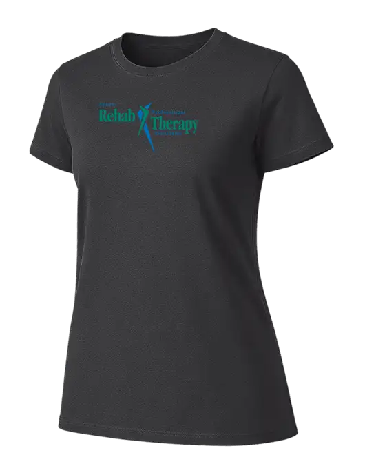 Womens Ring Spun Charcoal 4.5 oz T-Shirt w/Sports Rehab Logo
