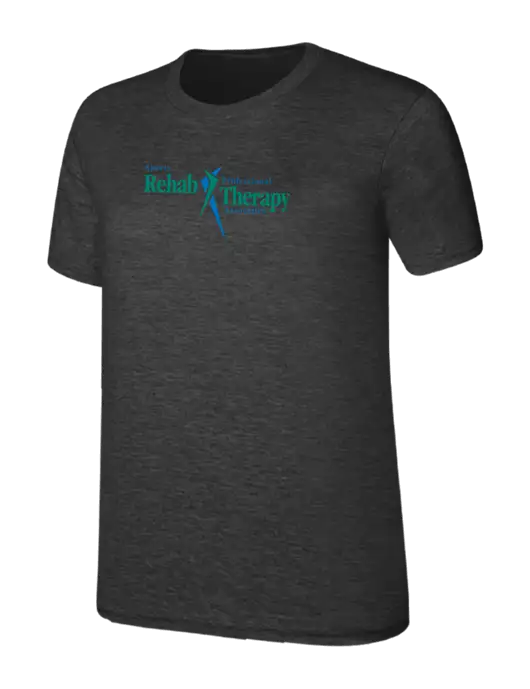 Womens Ring Spun Dark Heather Grey 4.5 oz T-Shirt w/Sports Rehab Logo