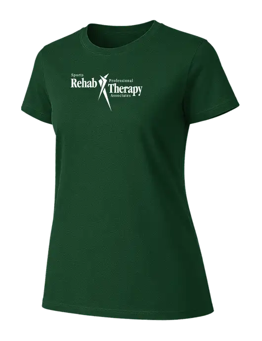 Womens Ring Spun Forest Green 4.5 oz T-Shirt w/Sports Rehab Logo