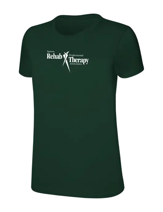 Womens Ring Spun Forest Green 4.5 oz T-Shirt w/Sports Rehab Logo