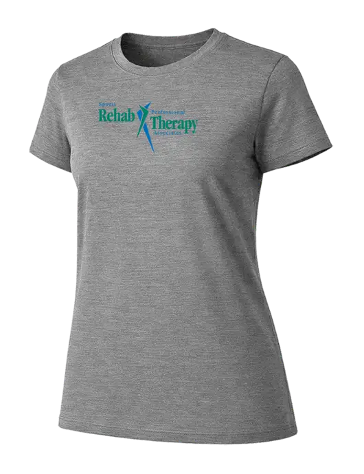 Womens Ring Spun Light Grey Heather 4.5 oz T-Shirt w/Sports Rehab Logo