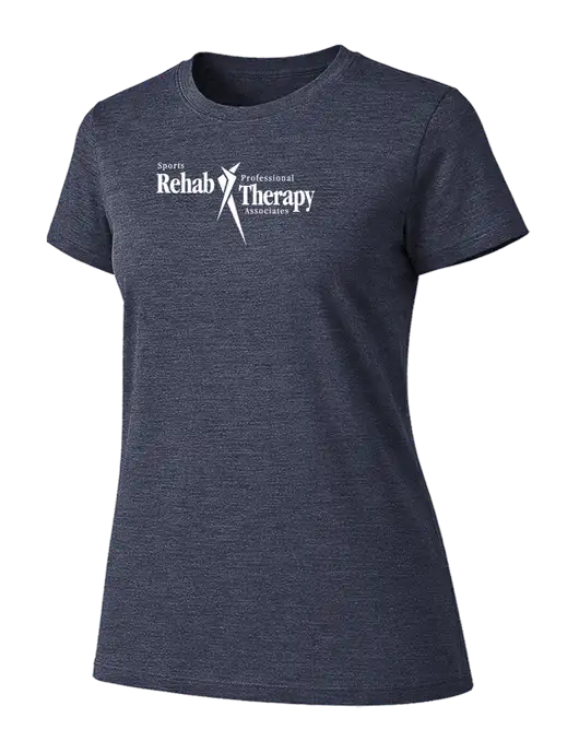 Womens Ring Spun Heather Navy 4.5 oz T-Shirt w/Sports Rehab Logo