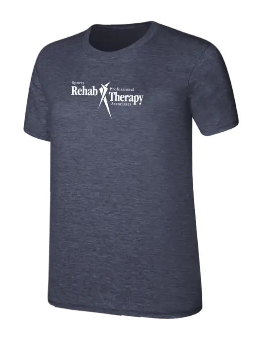 Womens Ring Spun Heather Navy 4.5 oz T-Shirt w/Sports Rehab Logo