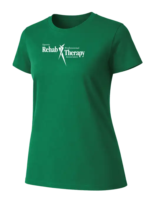 Womens Ring Spun Kelly Green 4.5 oz T-Shirt w/Sports Rehab Logo
